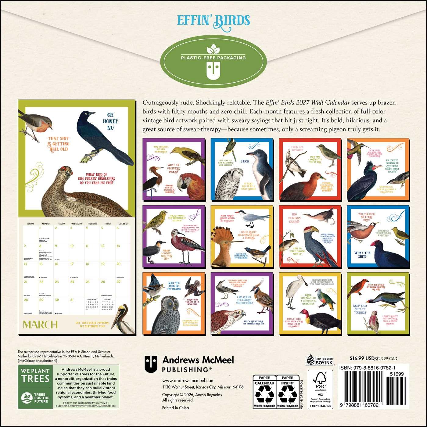 EFFIN BIRDS 2027 WALL CALENDAR BY AARON REYNOLDS