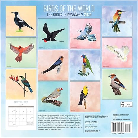 THE BIRDS OF WINGSPAN 2024 WALL CALENDAR