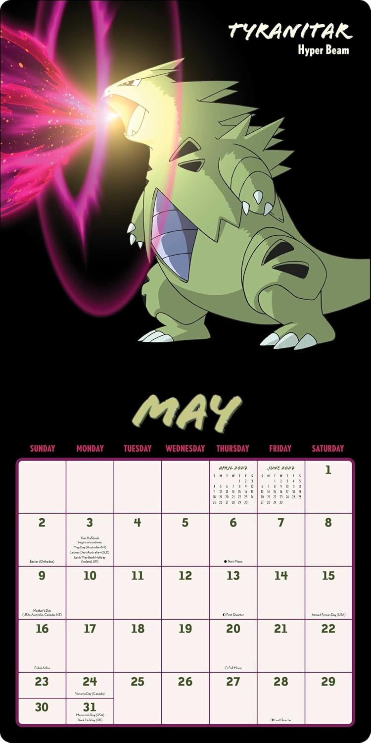POKEMON MOVES 2027 WALL CALENDAR