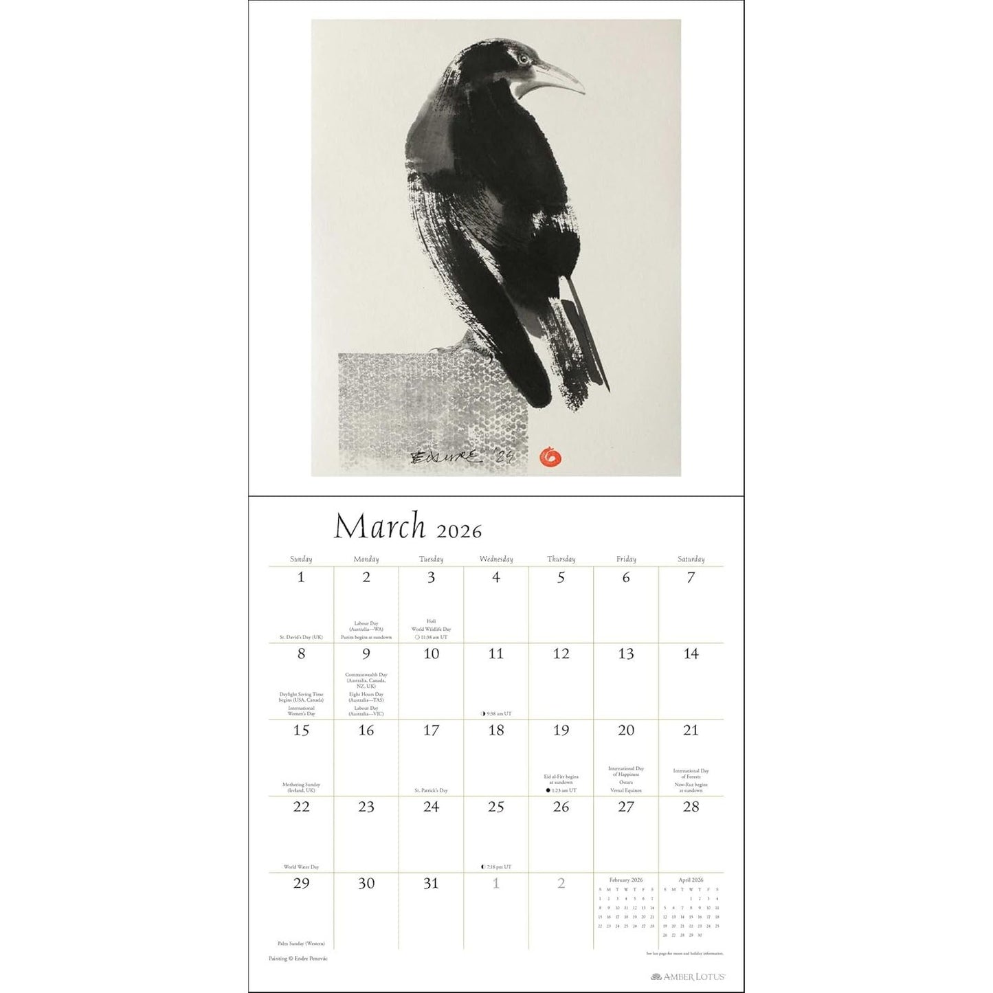 THE ARTFUL CROW 2026 WALL CALENDAR