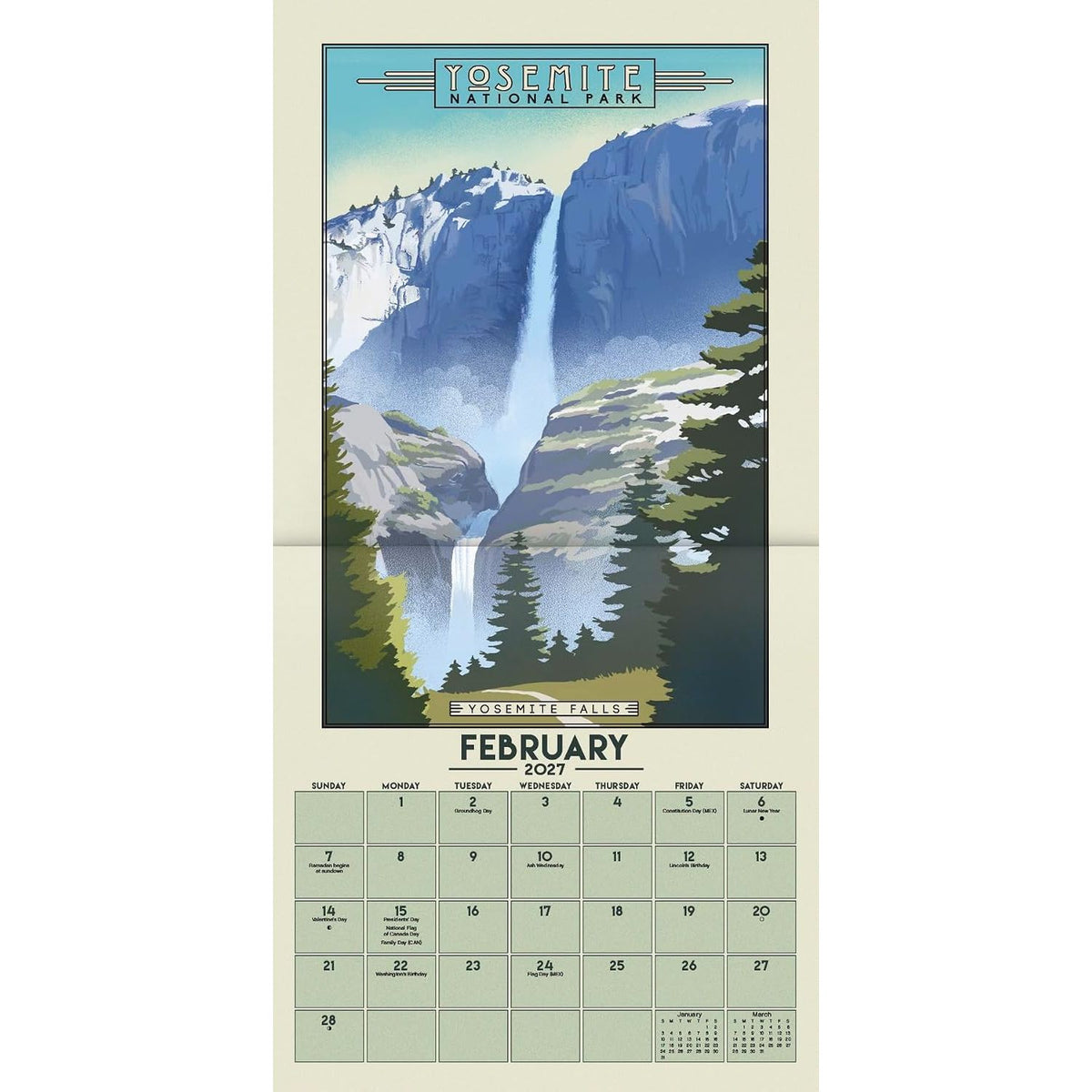 2027 NATIONAL PARKS 16 MONTH WALL CALENDAR