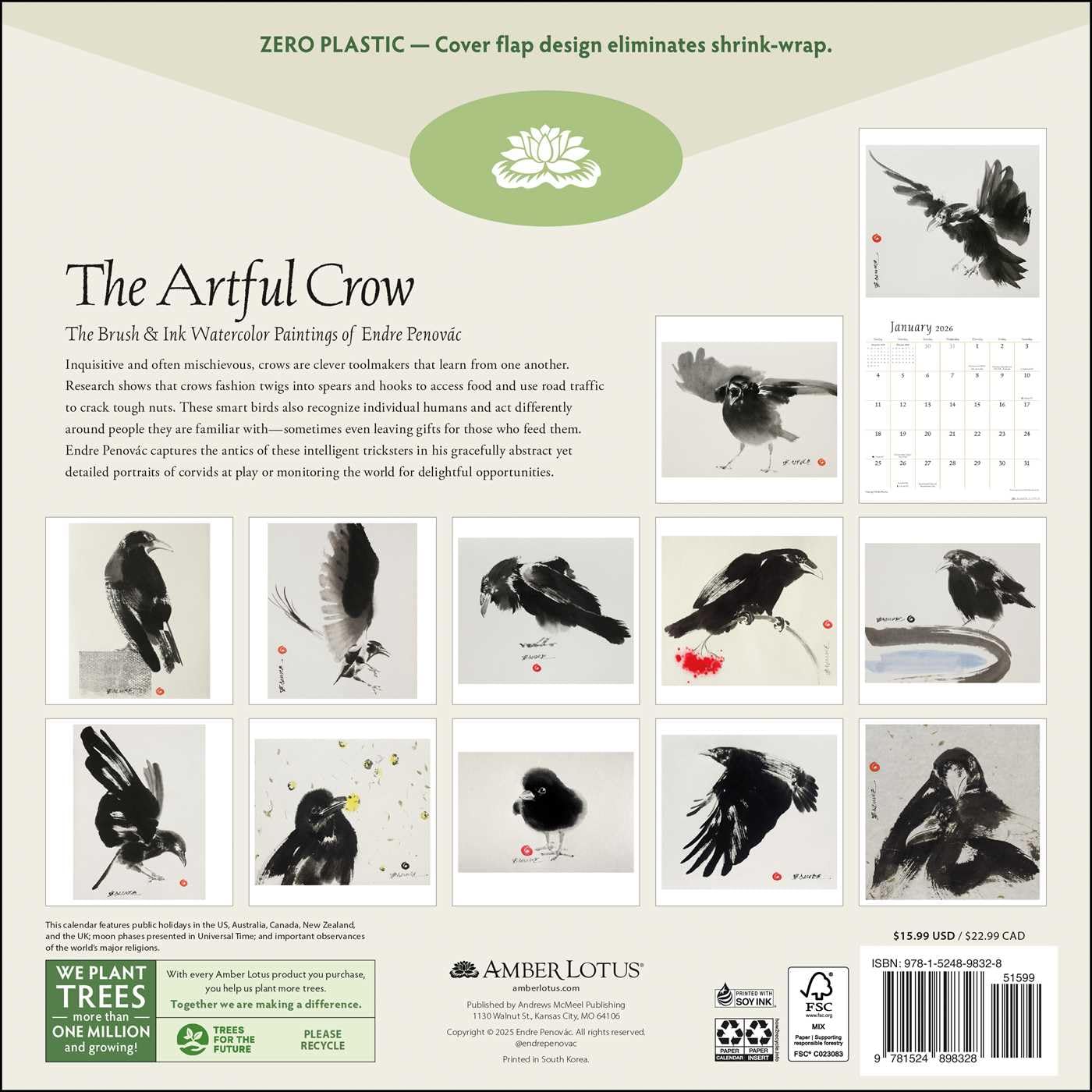 THE ARTFUL CROW 2026 WALL CALENDAR