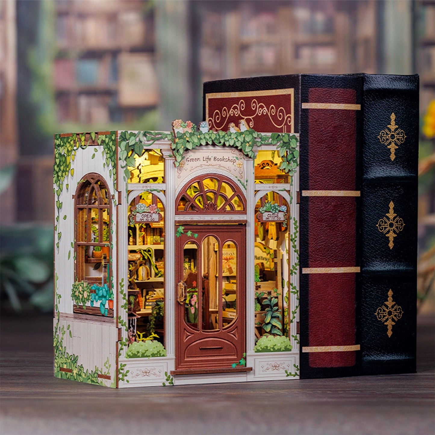 GREEN LIFE BOOKSHOP 3-D WOODEN MINIATURE BOOK NOOK KIT