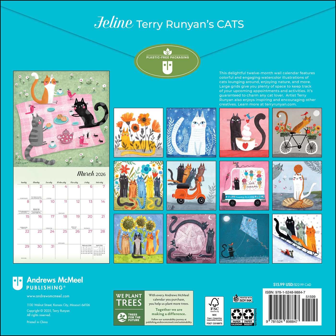 FELINE: TERRY RUNYAN'S CATS 2026 WALL CALENDAR