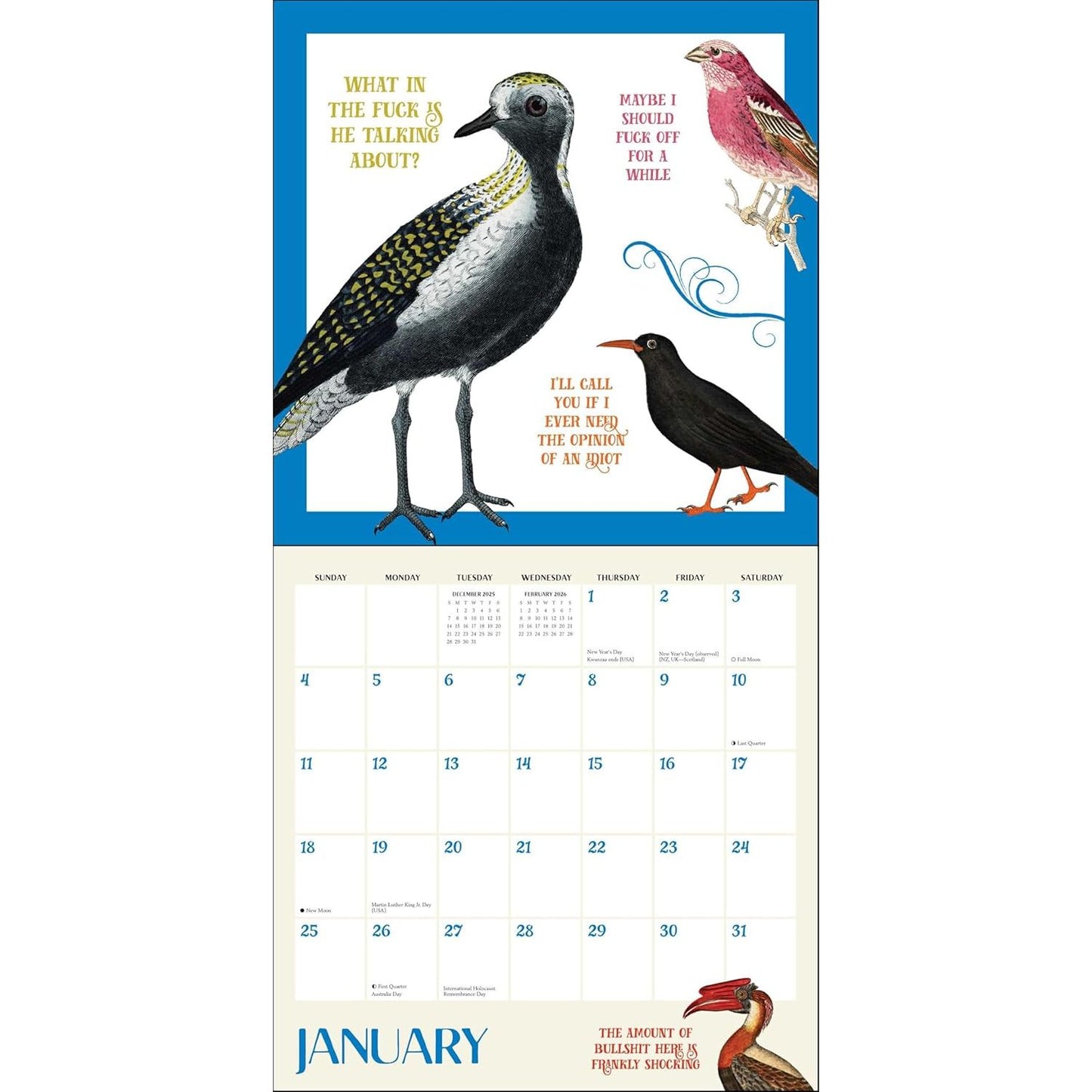 EFFIN' BIRDS WALL CALENDAR 2026