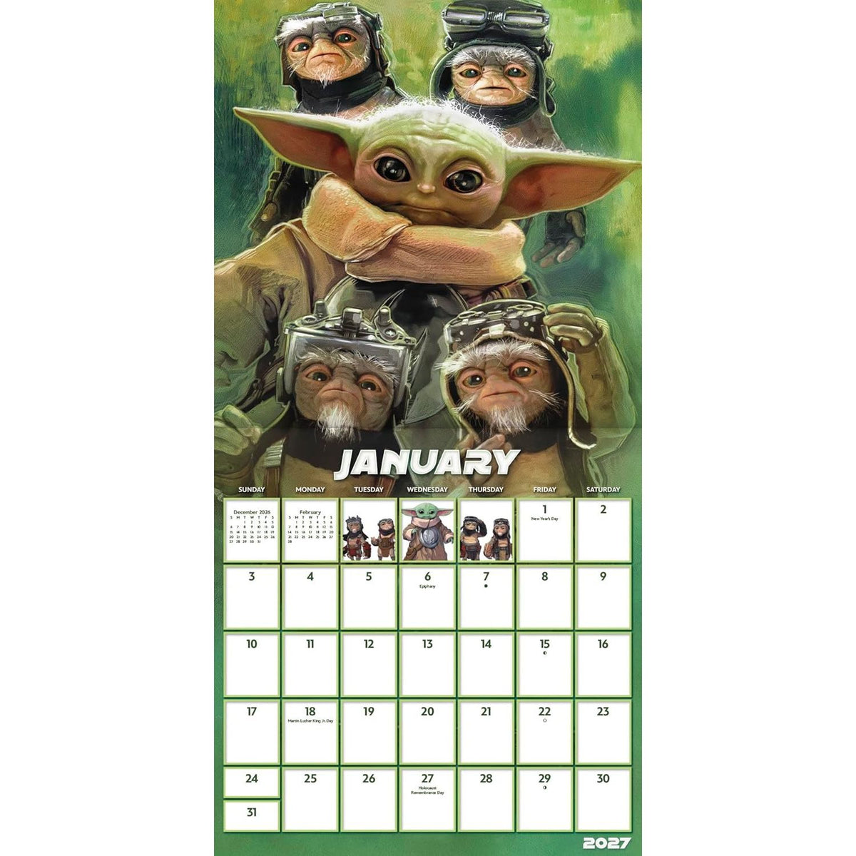 2027 STAR WARS: THE MANDALORIAN AND GROGU 16 MONTH WALL CALENDAR