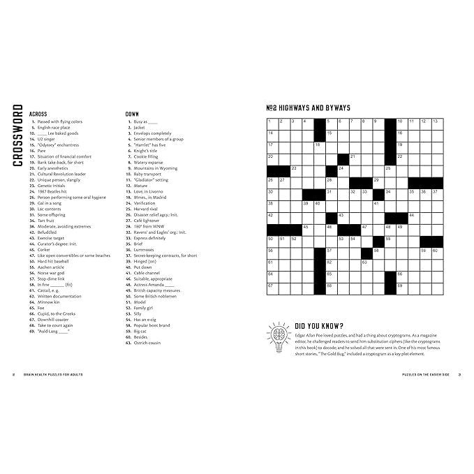 BRAIN HEALTH PUZZLES FOR ADULTS: CROSSWORDS, SUDOKU, AND OTHER PUZZLES THAT GIVE THE BRAIN THE EXERCISE IT NEEDS
