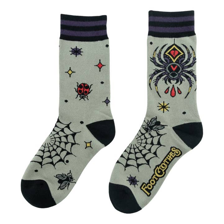 WIDOW'S WEB CREW SOCKS BY FOOTCLOTHES