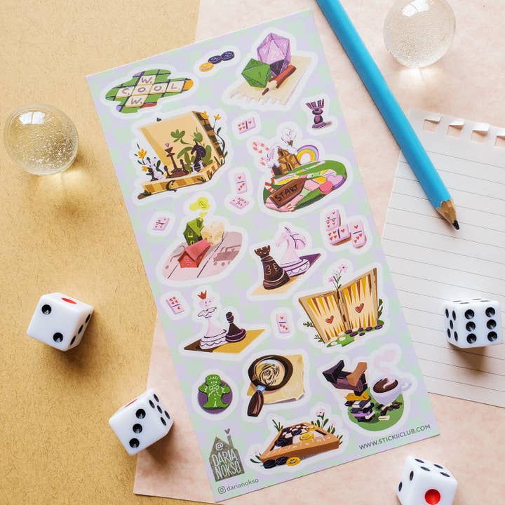 FUN AND BOARD GAMES STICKER SHEET