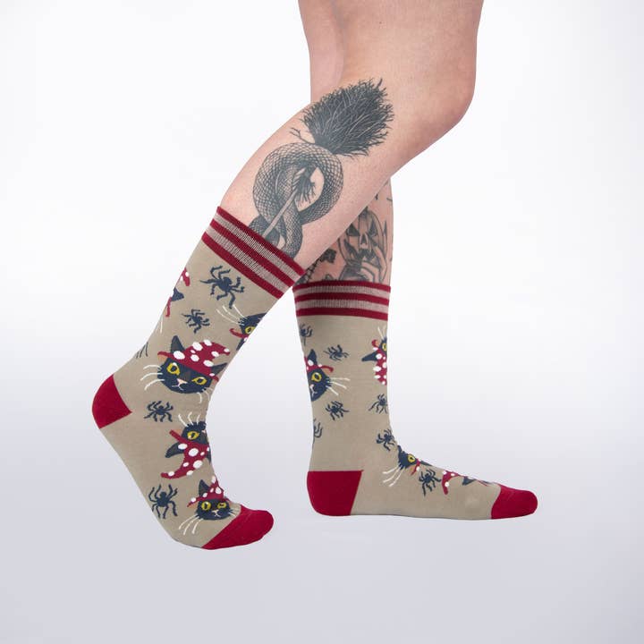 WITCHY WHISKERS CREW SOCKS BY FOOTCLOTHES