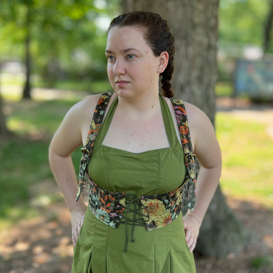 FLORAL VELVET CORSET VEST