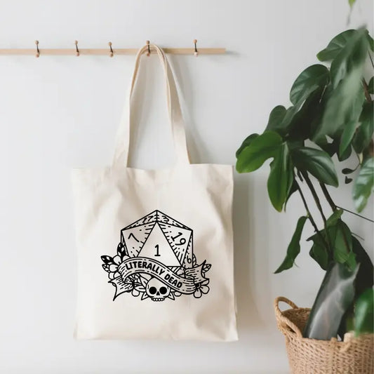 LITERALLY DEAD D20 TOTE BAG