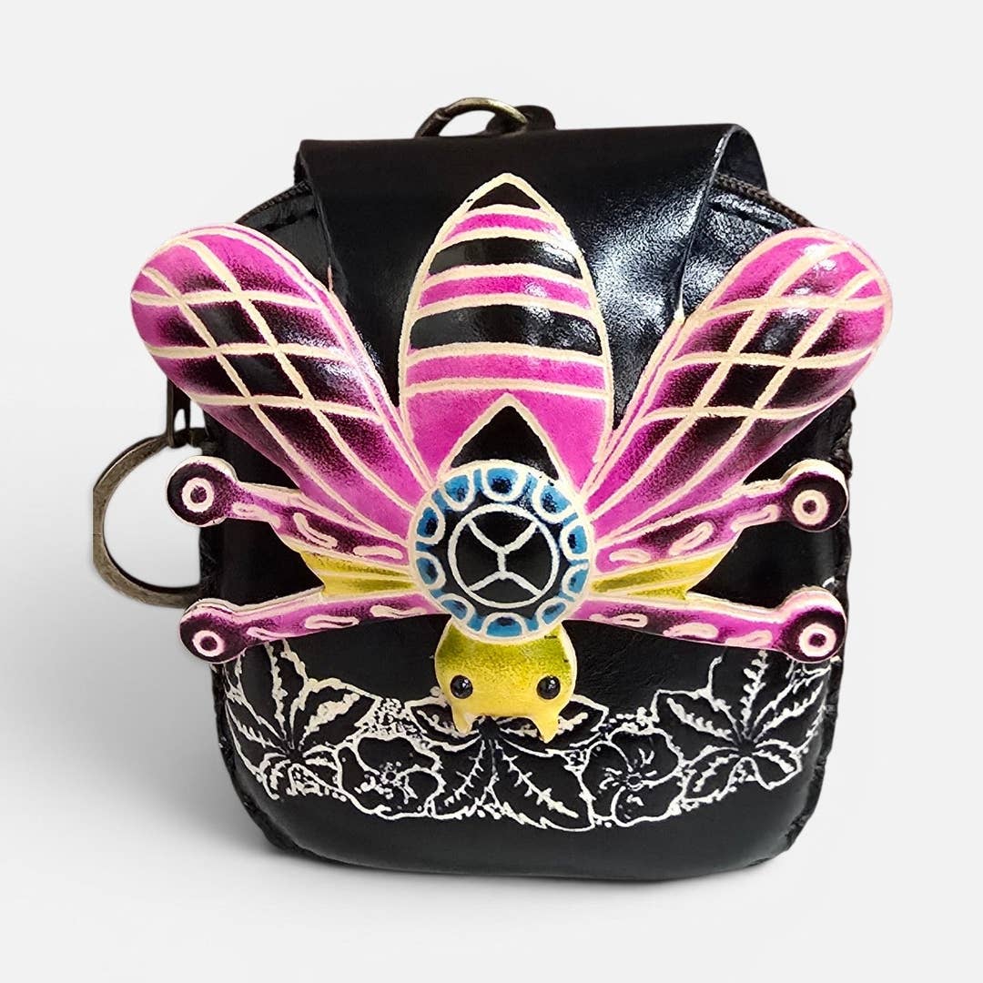 LEATHER BEE WRISTLET COIN PURSE
