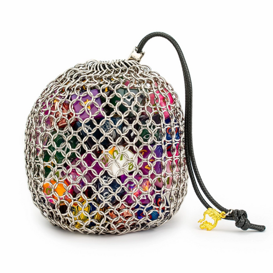 HERO'S CHAINMAIL DICE BAG - SILVER