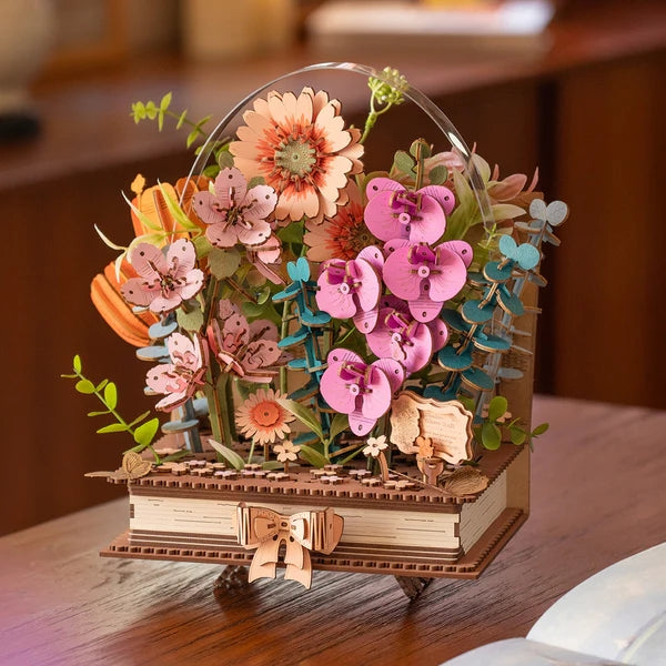 3D WOODEN BLOOMING BOOK FLOWER PUZZLE