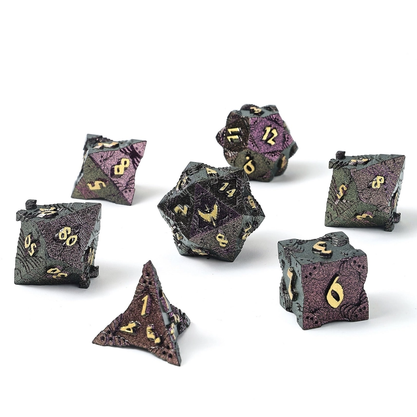 PALADIN METAL RPG DICE - PURPLE W/ GOLD
