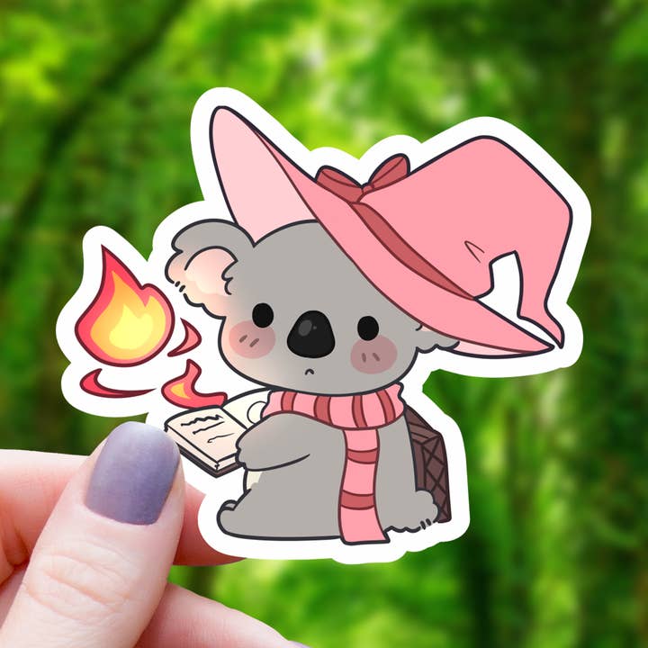 KOALA WIZARD CASTING FIREBALL STICKER