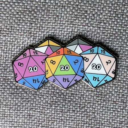 PRIDE POLYHEDRAL DICE ENAMEL PIN