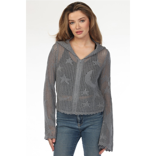 CELESTIAL CROPPED HOODED ZIP CARDIGAN