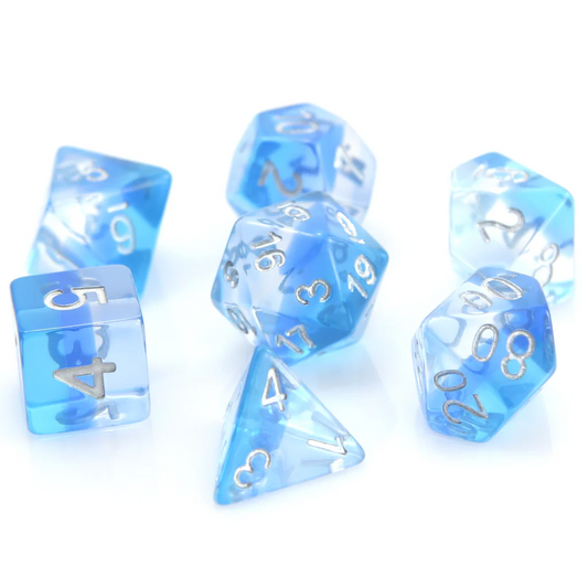 TRANSLUCENT ICE STORM 7PC POLY DICE SET