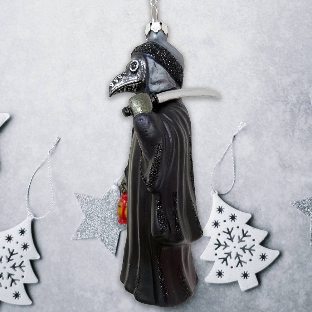 PLAGUE DOCTOR GLASS HOLIDAY ORNAMENT
