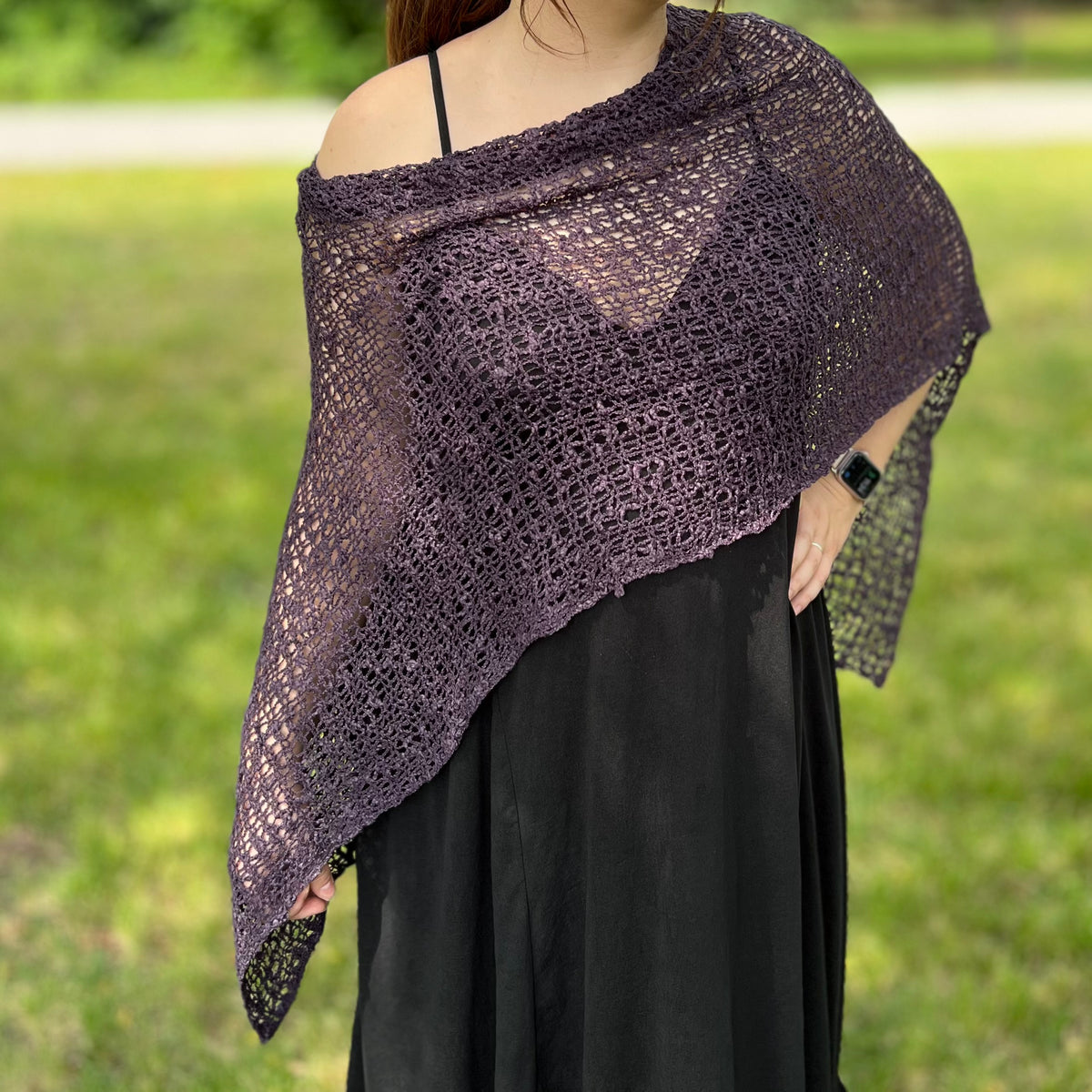 POPCORN KNIT PONCHO OR SHAWL
