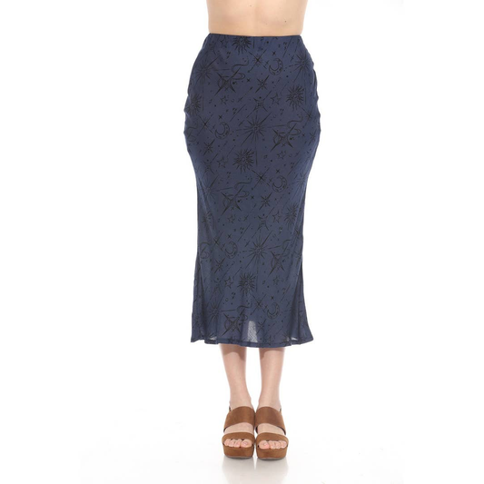 CELESTIAL FIT AND FLAIR SKIRT IN NAVY