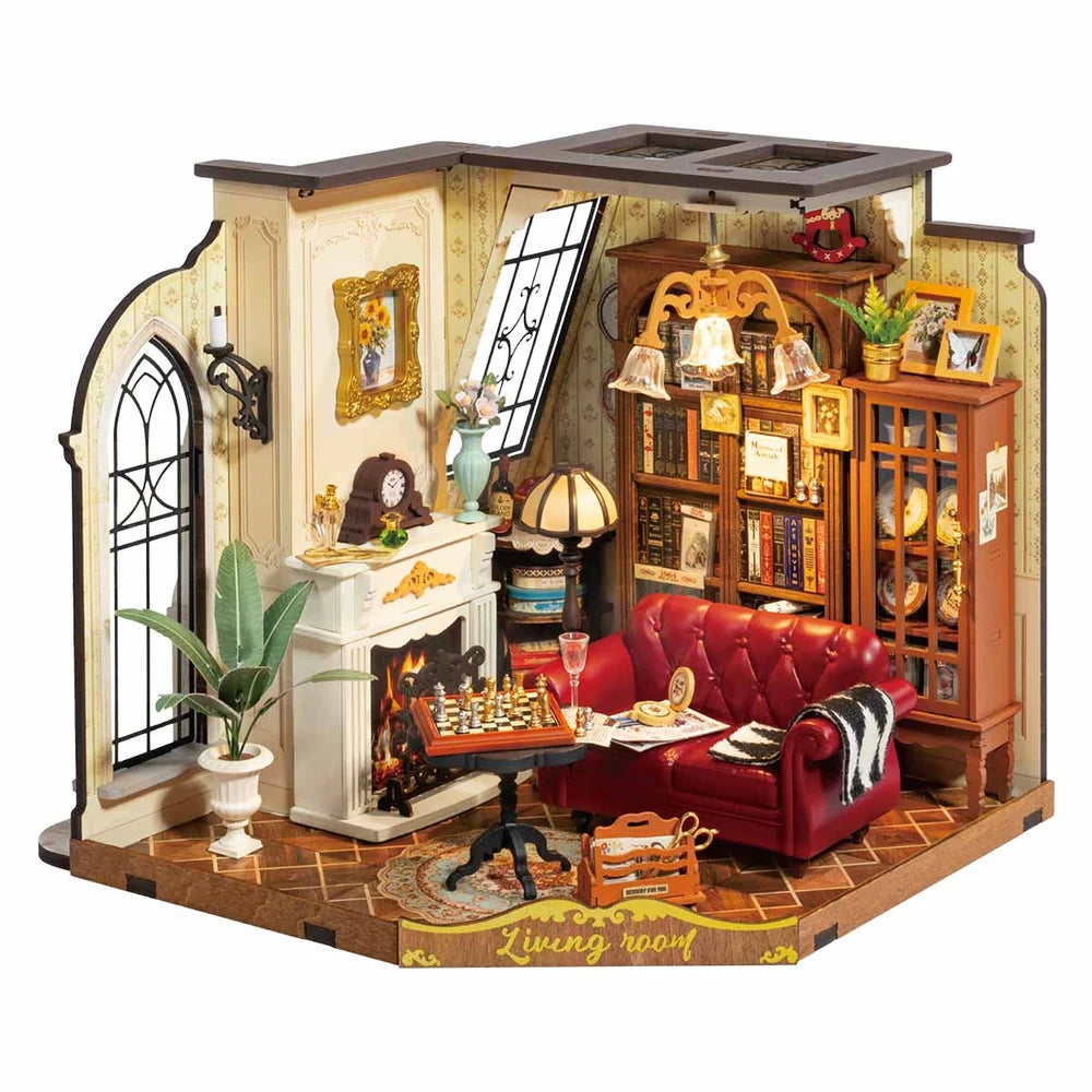 CATHERINE'S LIVING ROOM 3-D WOODEN MINIATURE HOUSE KIT