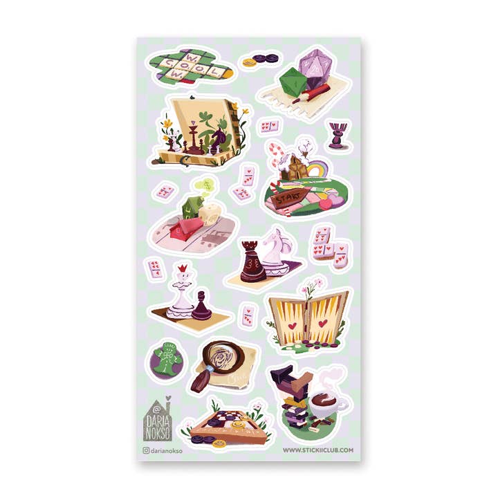 FUN AND BOARD GAMES STICKER SHEET