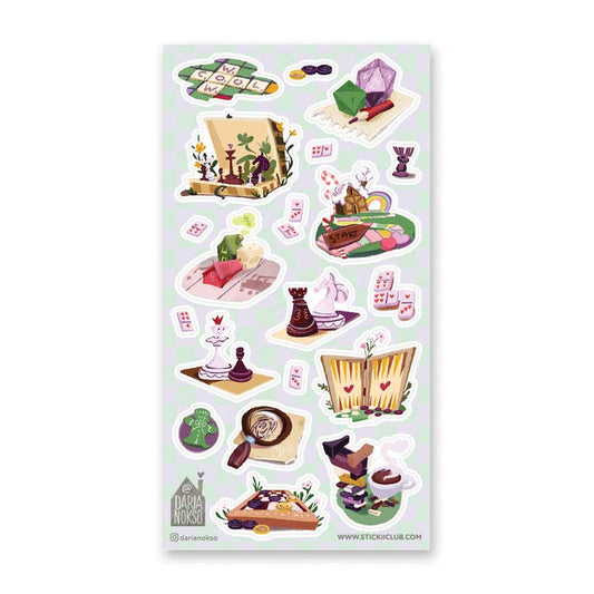 FUN AND BOARD GAMES STICKER SHEET