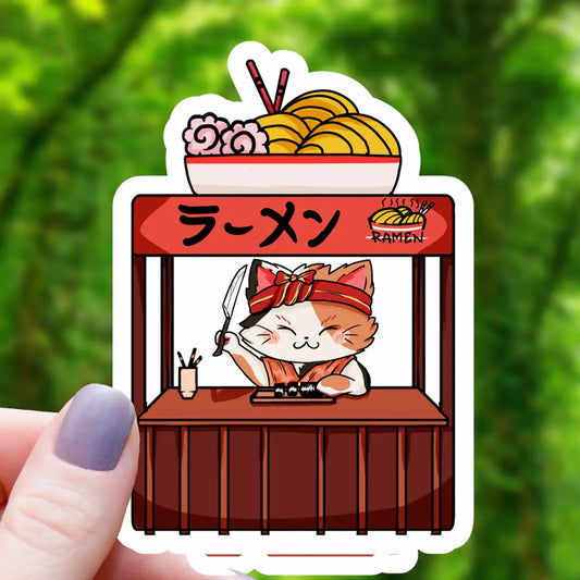 CAT SUSHI AND RAMEN STAND STICKER