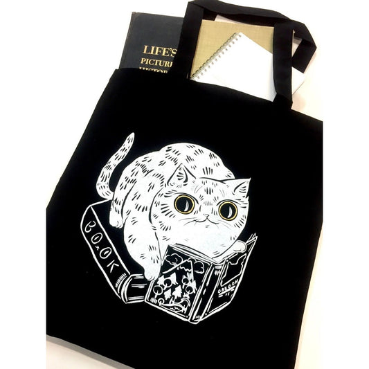 CHONKY BOOK CAT TOTE BAG