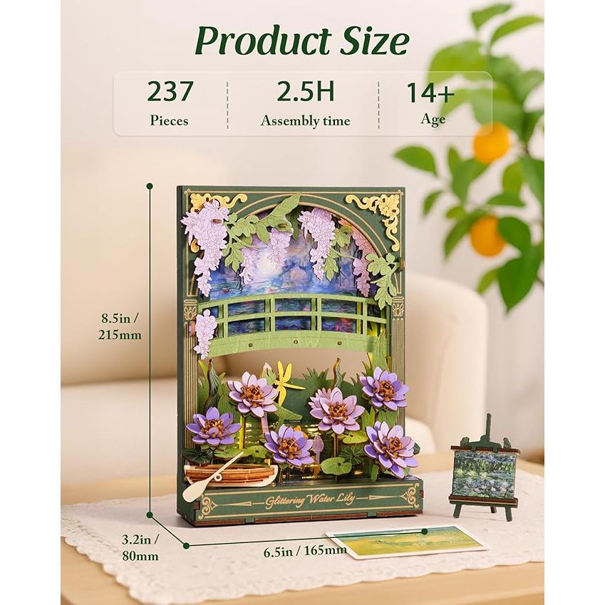 GLITTERING WATER LILY 3D WOODEN PUZZLE KIT