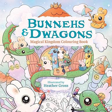 BUNNEHS AND DWAGONS: HYGGE COLOURING IN SCENES WITH KAWAII CHARACTERS