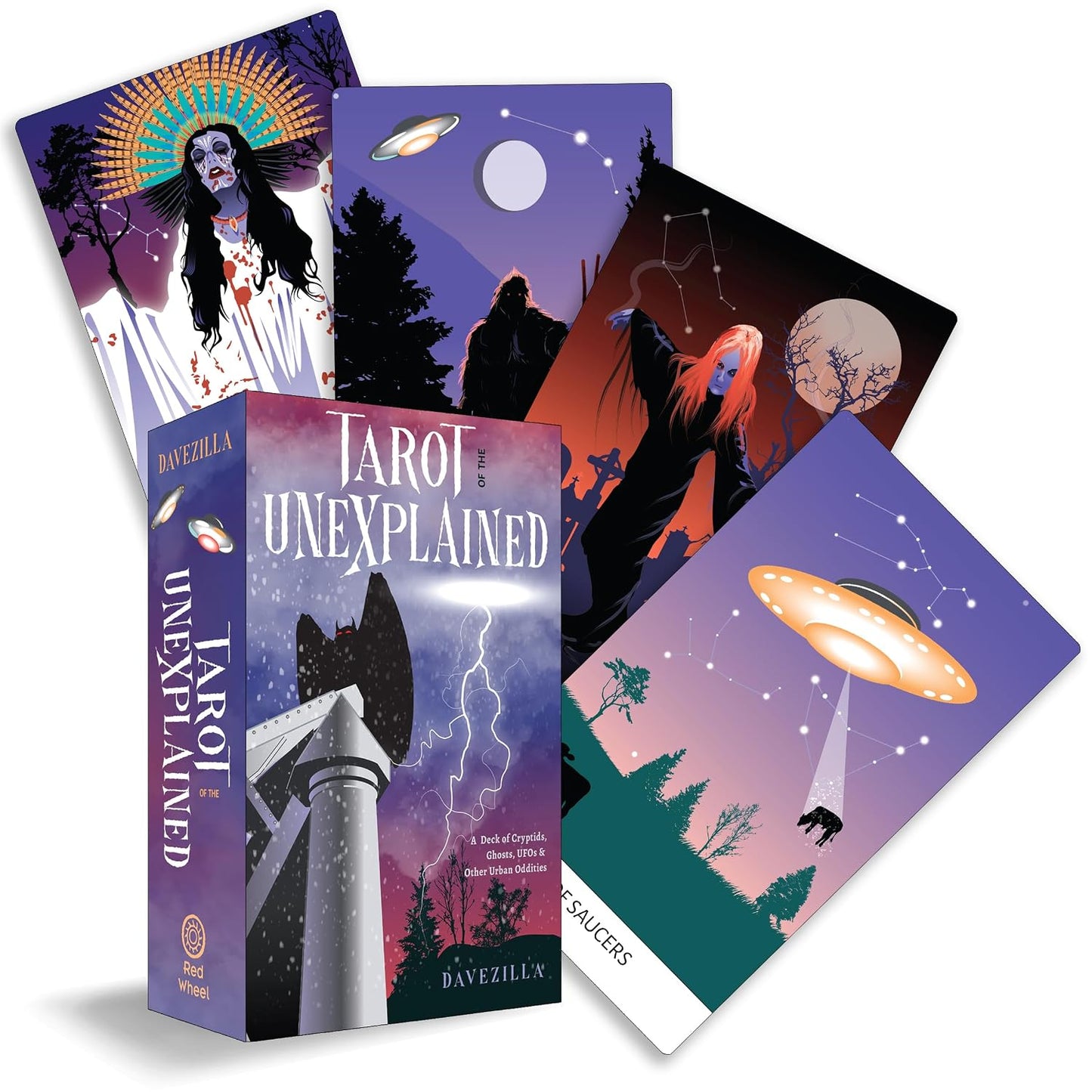 TAROT OF THE UNEXPLAINED: A DECK OF CRYPTIDS, GHOSTS, UFOS AND OTHER URBAN ODDITIES BY DAVEZILLA