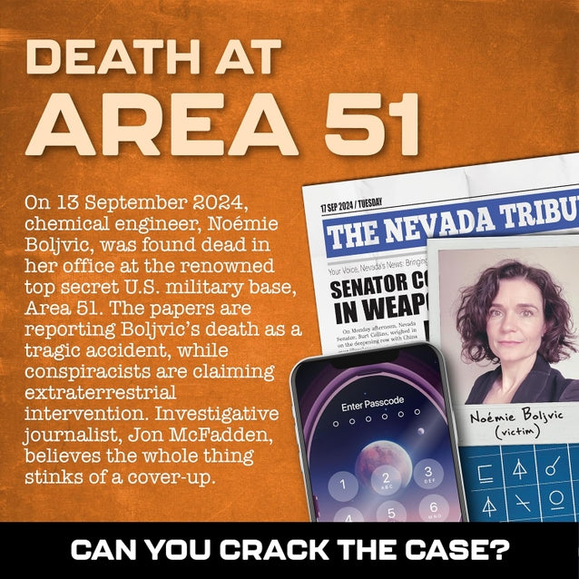 MURDER MYSTERY CASES: DEATH AT AREA 51