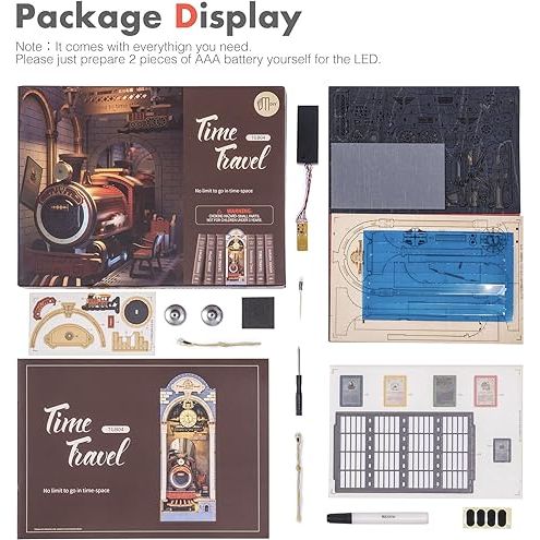 TIME TRAVEL 3-D WOODEN MINIATURE BOOK NOOK KIT