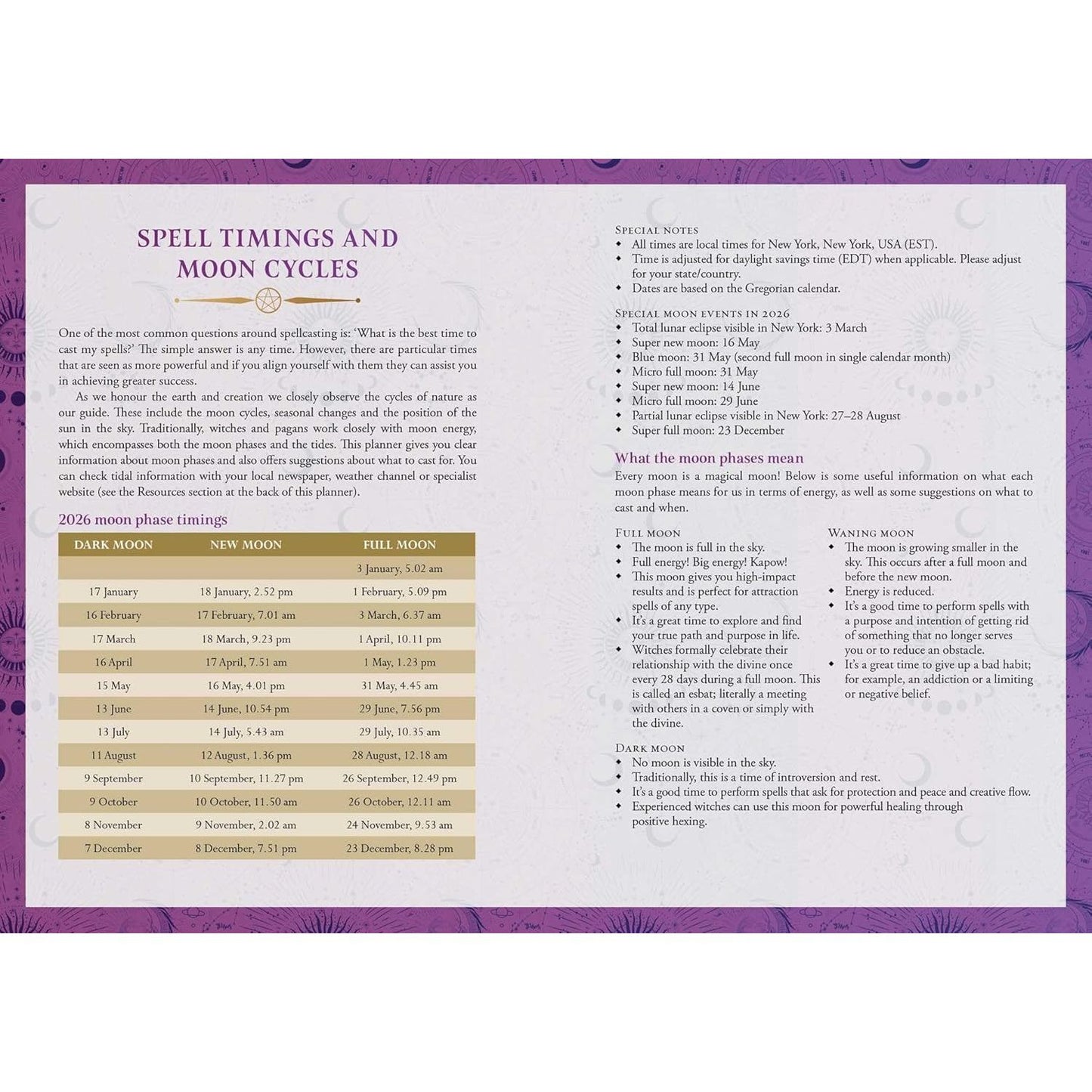 LUNAR AND SEASONAL WEEKLY PLANNER 2026