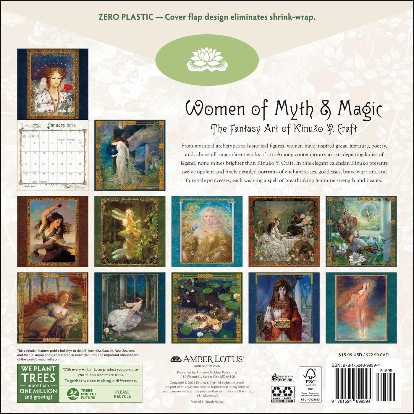 WOMEN OF MYTH AND MAGIC BY KINUKO Y. CRAFT 2026 WALL CALENDAR