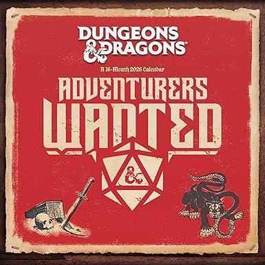DUNGEONS AND DRAGONS CLASSIC 2026 WALL CALENDAR