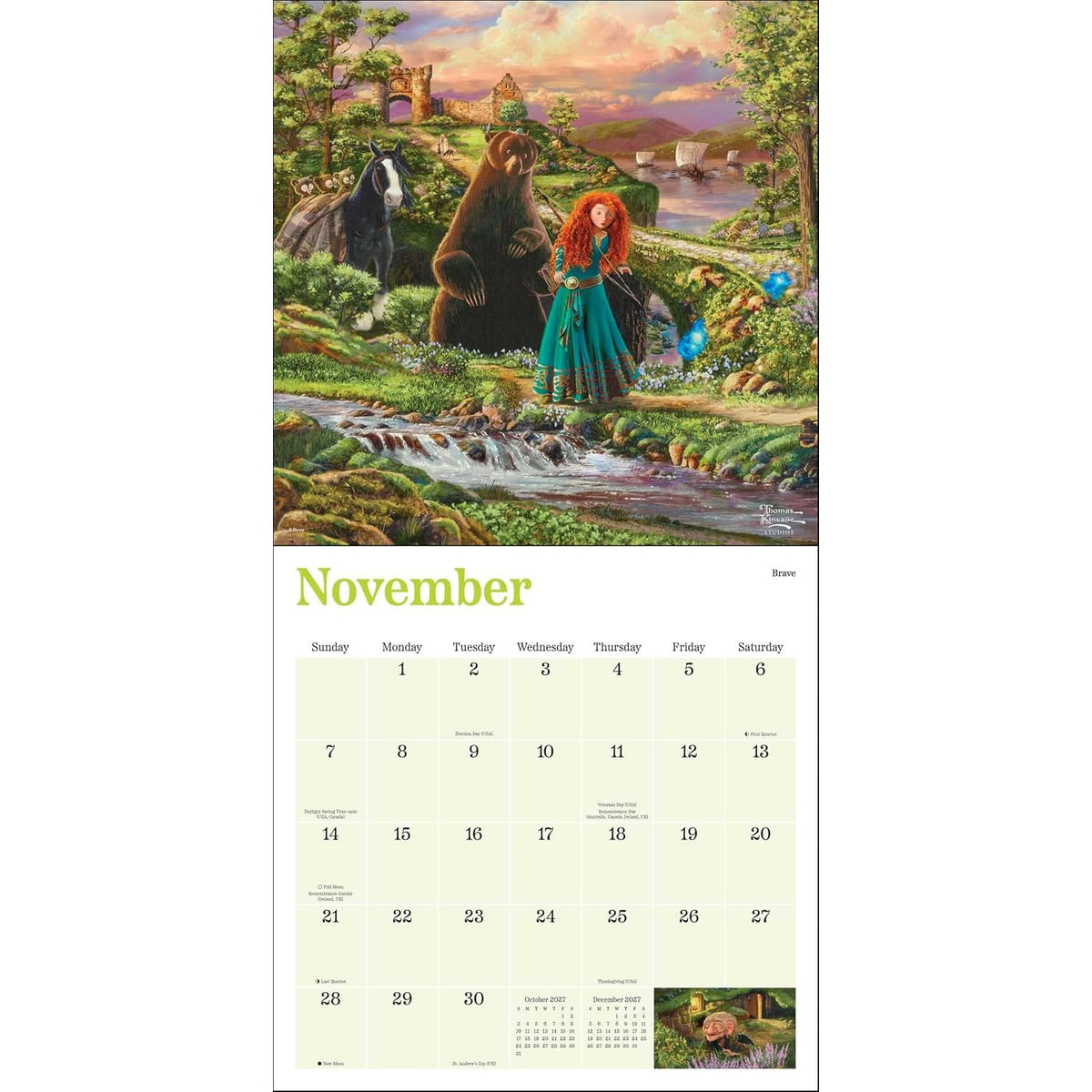DISNEY DREAMS COLLECTION BY THOMAS KINKADE STUDIOS 2027 WALL CALENDAR