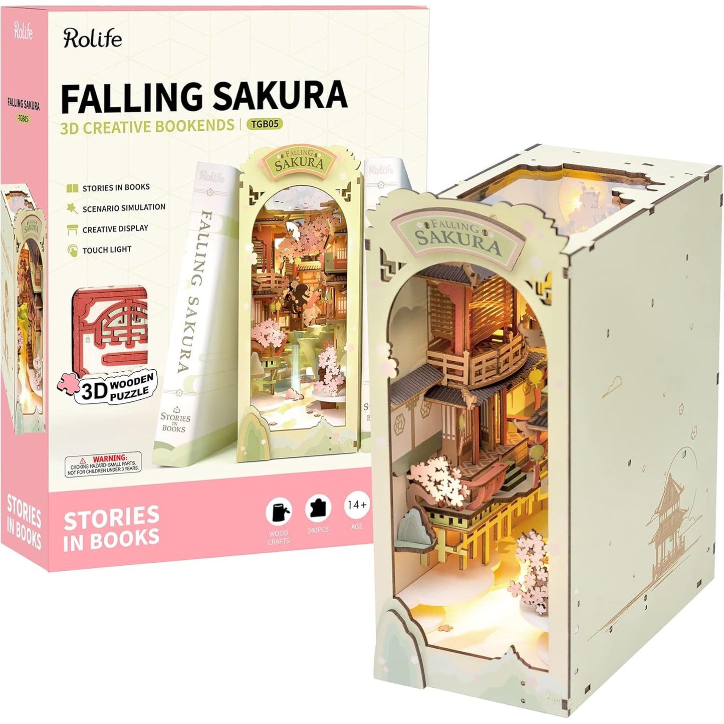 FALLING SAKURA 3-D WOODEN MINIATURE BOOK NOOK KIT