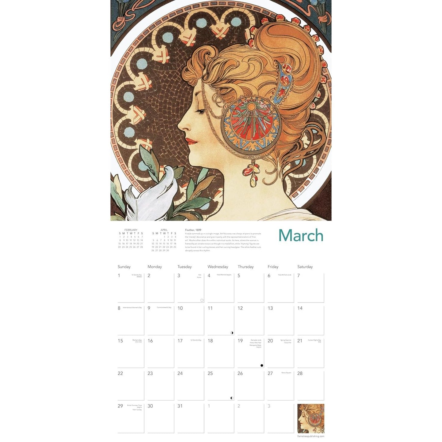 ALPHONSE MUCHA WALL CALENDAR 2026