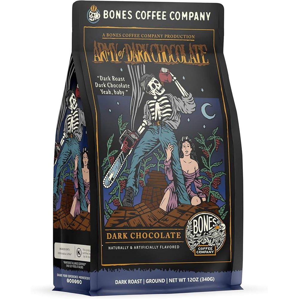 BONES COFFEE ARMY OF DARK CHOCOLATE 12OZ GROUND COFFEE