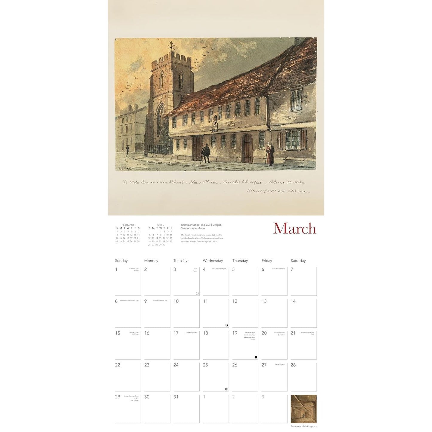SHAKESPEARE: HOMES AND HAUNTS WALL CALENDAR 2026