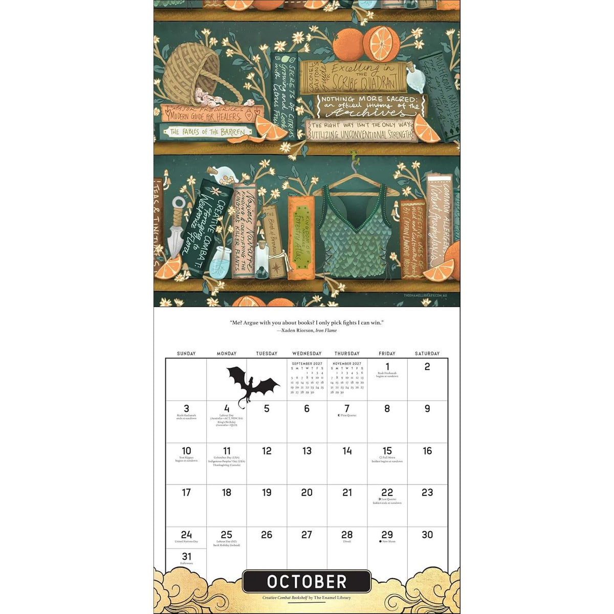 FOURTH WING OFFICIALLY LICENSED FAN ART 2027 WALL CALENDAR