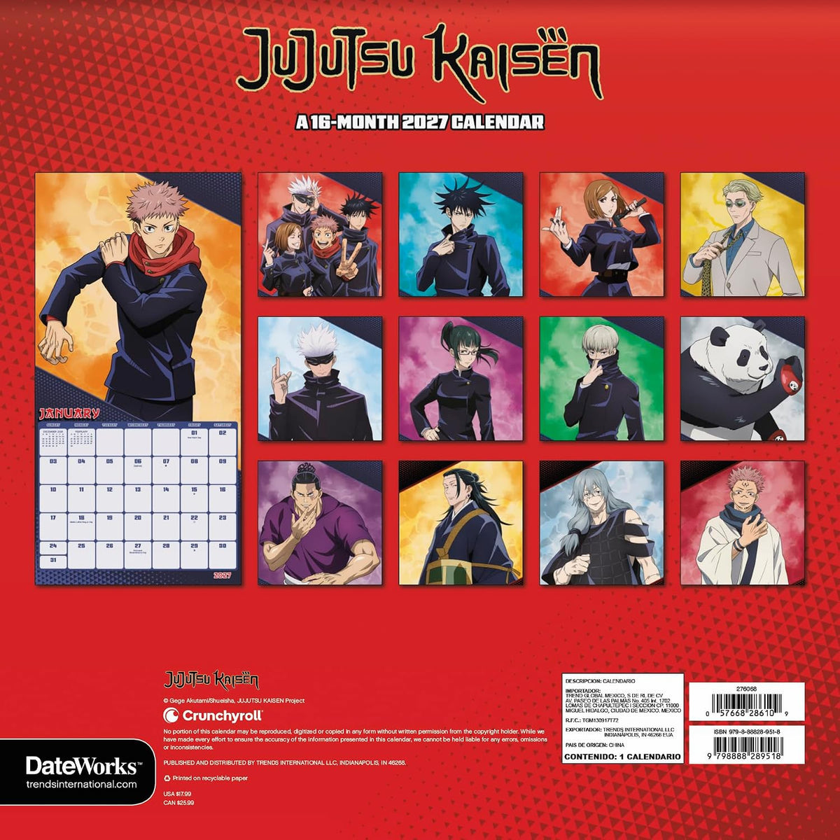 2027 JUJUTSU KAISEN 16 MONTH WALL CALENDAR