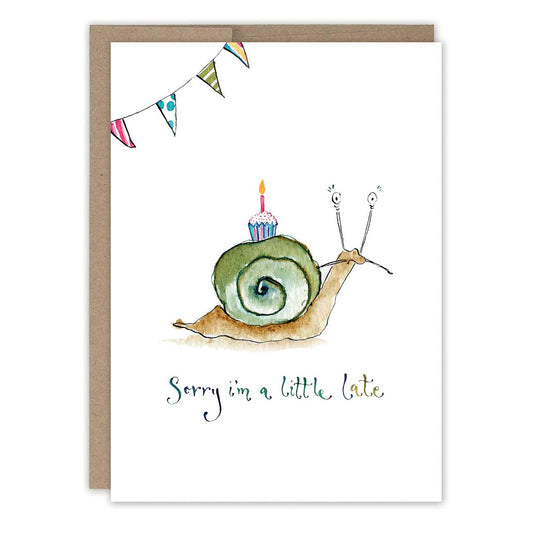 SNAIL A LITTLE LATE BELATED BIRTHDAY CARD