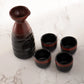 RED AND BLACK GLAZED 10oz SAKE SET