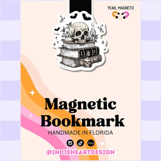 DARK ACADEMIA SKULL AND BOOKS  MAGNETIC BOOKMARK
